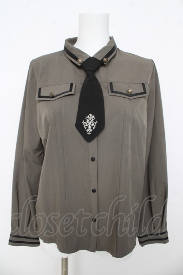 画像1: axes femme / ミリタリー風ブラウス M カーキ Y-26-03-13-033-AX-BL-SZ-ZY (1)
