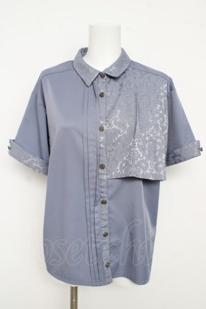 画像: axes femme / ジャカード切替シャツ F ブルー Y-26-03-13-034-AX-BL-SZ-ZY