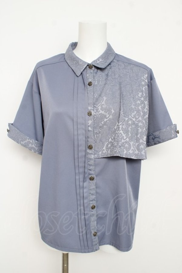 画像1: axes femme / ジャカード切替シャツ F ブルー Y-26-03-13-034-AX-BL-SZ-ZY (1)