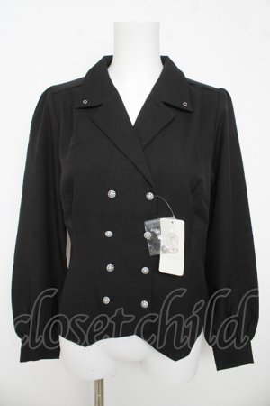 画像: axes femme / コルセット風開襟ブラウス F 黒 Y-26-03-13-036-AX-BL-SZ-ZY