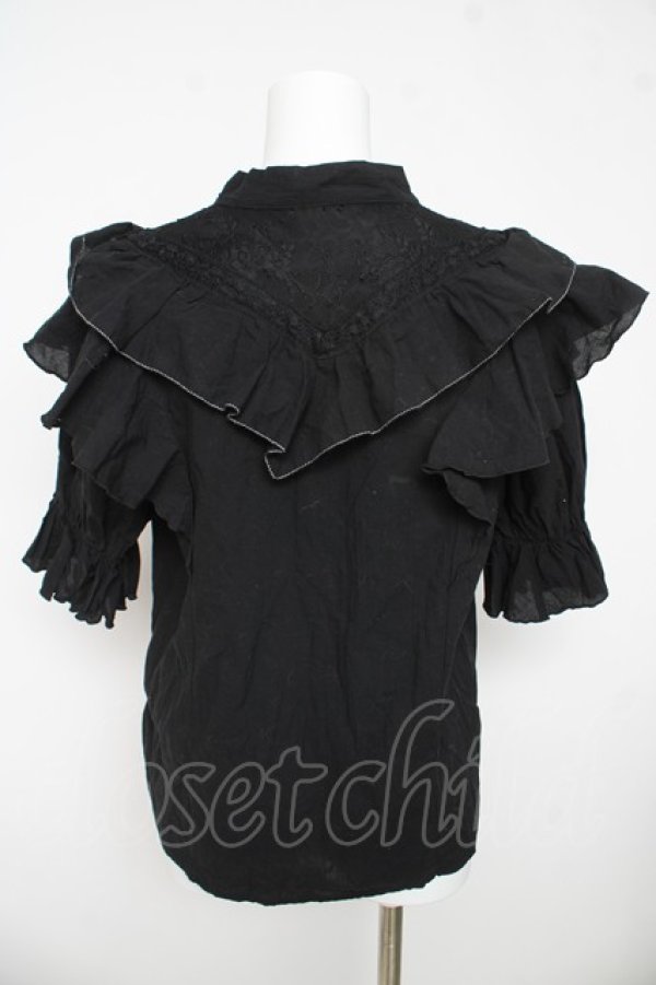 画像2: axes femme / リボンデザインコットンブラウス F 黒 Y-26-03-13-037-AX-BL-SZ-ZY (2)