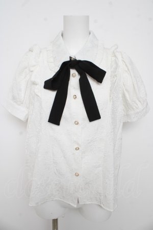 画像: axes femme POETIQUE / バラふくれジャガード半袖ブラウス M 白 Y-26-03-13-004-AX-BL-SZ-ZY