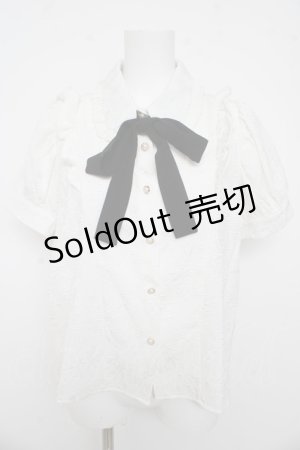 画像: axes femme POETIQUE / バラふくれジャガード半袖ブラウス M 白 Y-26-03-13-004-AX-BL-SZ-ZY