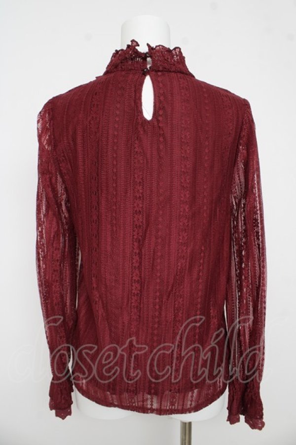 画像2: axes femme / 総レースプチスタンドプルオーバー M ワイン Y-26-03-13-041-AX-TO-SZ-ZY (2)