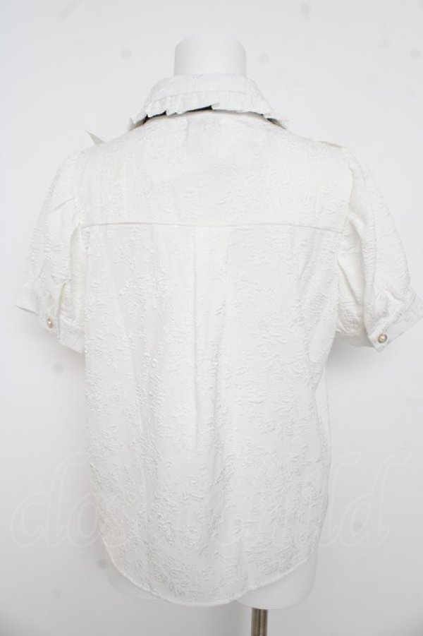 画像2: axes femme POETIQUE / バラふくれジャガード半袖ブラウス M 白 Y-26-03-13-004-AX-BL-SZ-ZY (2)
