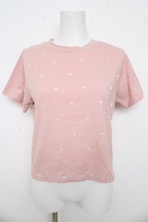 画像: evelyn / ハート刺繍Tシャツ  ピンク Y-26-03-13-044-LO-TS-SZ-ZY