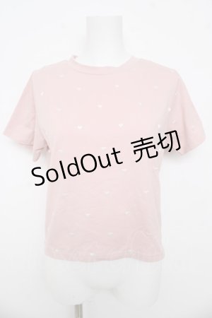 画像: evelyn / ハート刺繍Tシャツ  ピンク Y-26-03-13-044-LO-TS-SZ-ZY