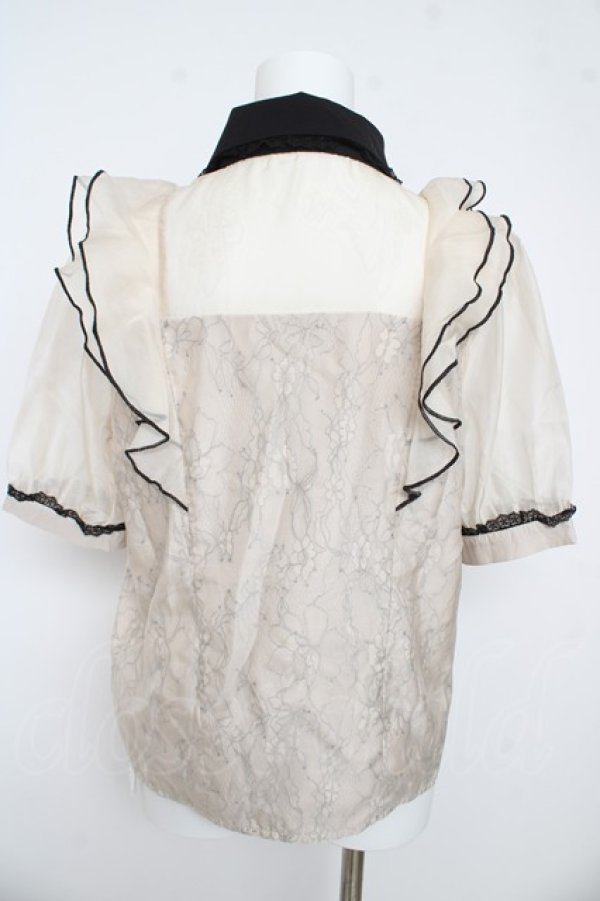 画像2: Rojita / 配色レースシアーブラウス F ベージュ Y-26-03-13-046-LO-BL-SZ-ZY (2)