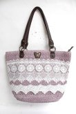画像1: axes femme / 雑材×レーストートバッグ  ピンク Y-26-03-16-050-AX-BG-SZ-ZY (1)