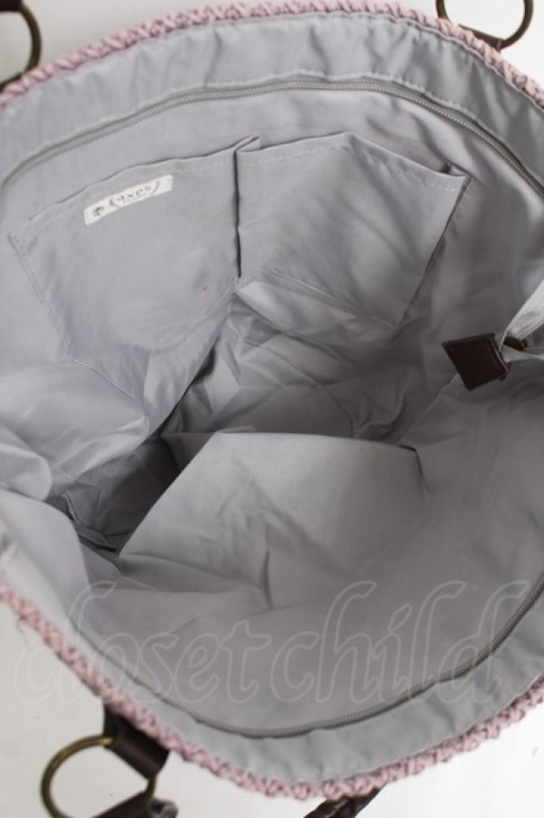 画像4: axes femme / 雑材×レーストートバッグ  ピンク Y-26-03-16-050-AX-BG-SZ-ZY (4)