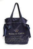 画像1: Maison de FLEUR / ダブルリボンギャザートートバッグ F ネイビー Y-26-03-16-051-LO-BG-SZ-ZY (1)