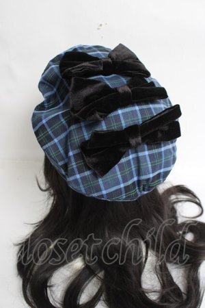 画像: axes femme kawaii / タータンチェックベレー帽  ブルー Y-26-03-16-060-AX-AC-SZ-ZY