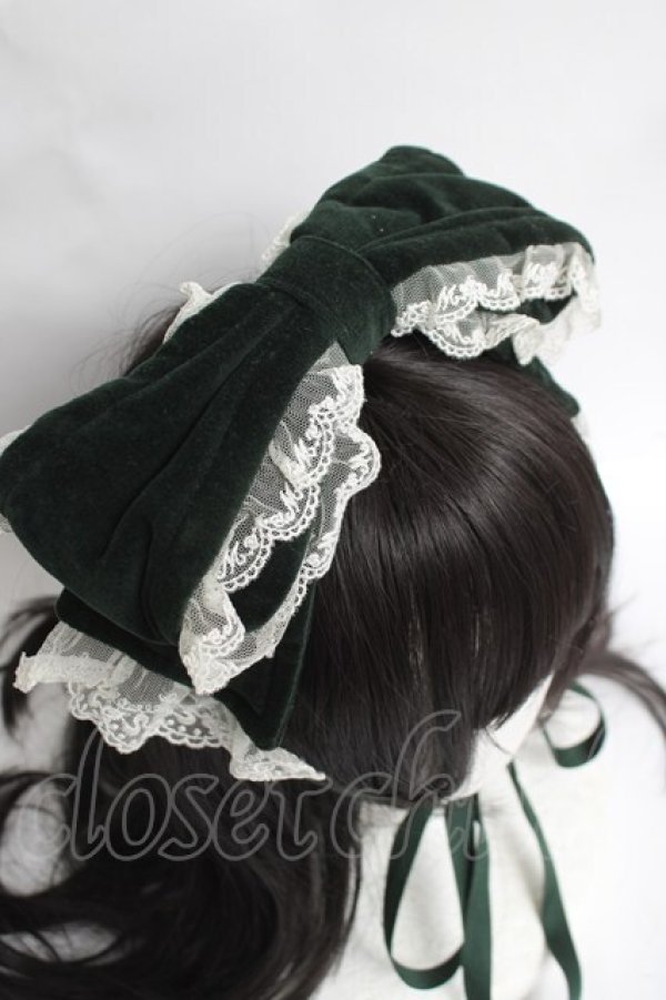 画像4: metamorphose / 別珍リボンヘッドドレス  グリーン Y-26-03-16-072-ME-AC-SZ-ZY (4)