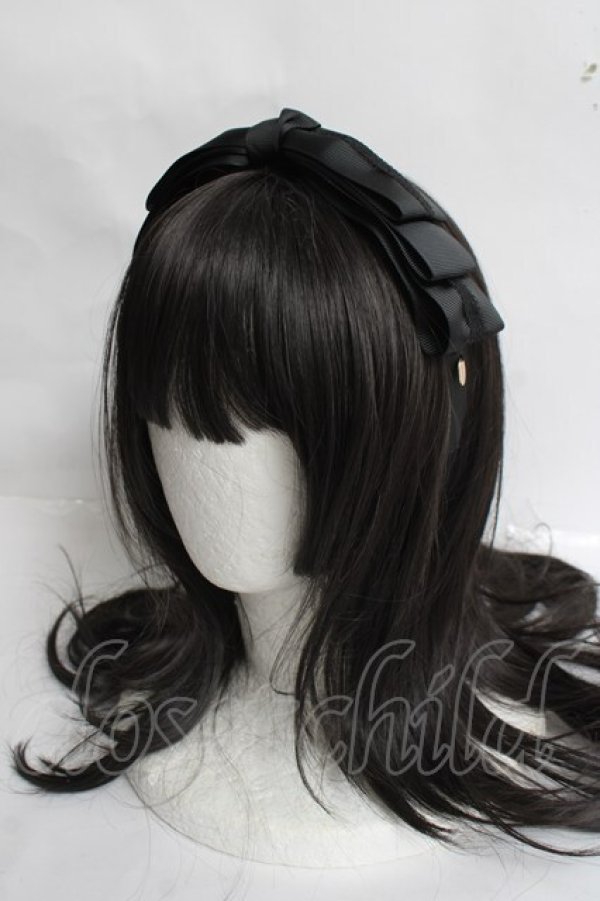 画像1: ｍ petit by misako / AM*NIリボンカチューシャ  中黒 Y-26-03-16-076-LO-AC-SZ-ZY (1)