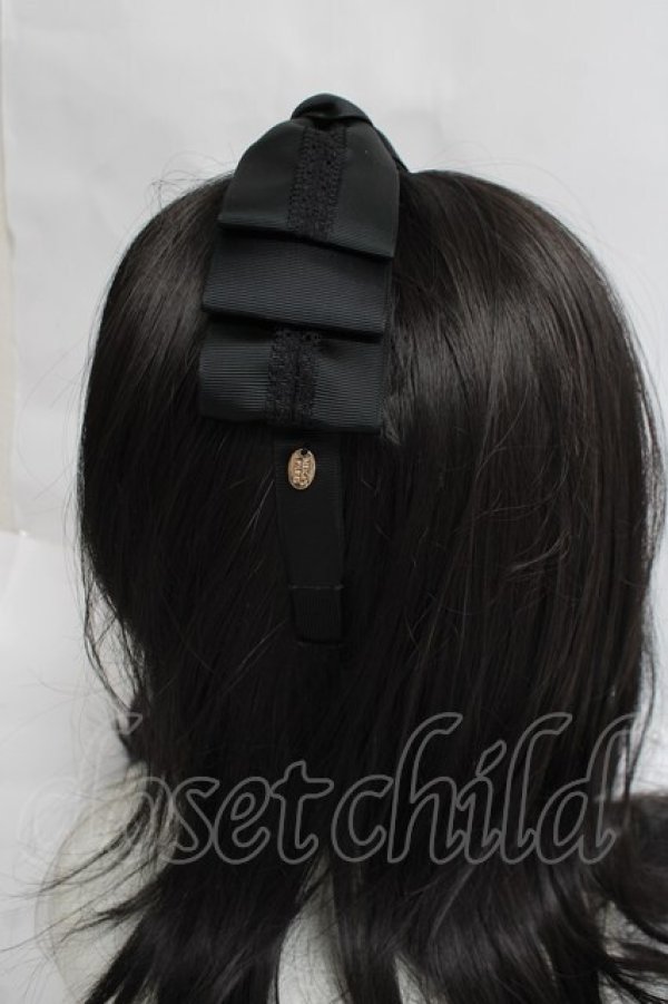 画像2: ｍ petit by misako / AM*NIリボンカチューシャ  中黒 Y-26-03-16-076-LO-AC-SZ-ZY (2)