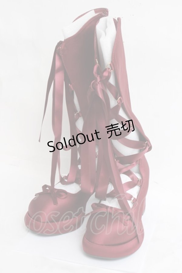 画像1: axes femme POETIQUE / レースアップサテンシューズ L ワイン Y-26-03-16-083-AX-SH-SZ-ZY (1)