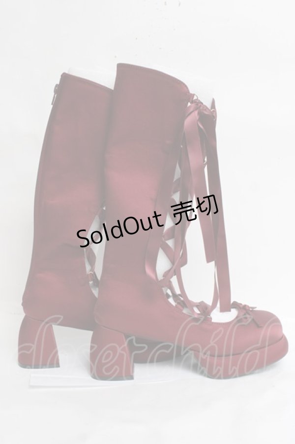 画像4: axes femme POETIQUE / レースアップサテンシューズ L ワイン Y-26-03-16-083-AX-SH-SZ-ZY (4)