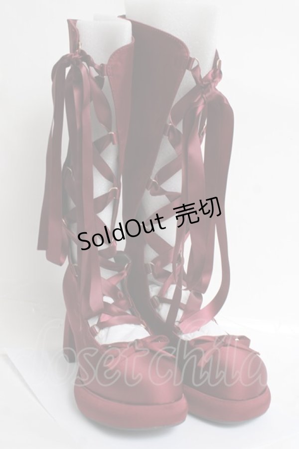 画像5: axes femme POETIQUE / レースアップサテンシューズ L ワイン Y-26-03-16-083-AX-SH-SZ-ZY (5)