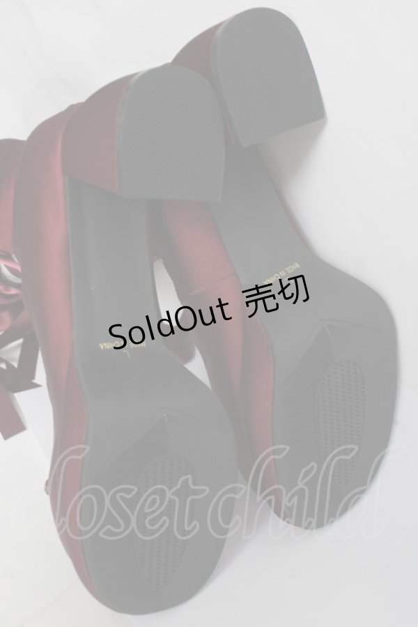 画像6: axes femme POETIQUE / レースアップサテンシューズ L ワイン Y-26-03-16-083-AX-SH-SZ-ZY (6)