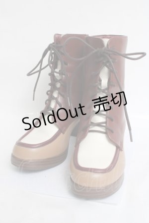 画像: axes femme / 配色レースアップブーツ M 茶 Y-26-03-16-084-AX-SH-SZ-ZY