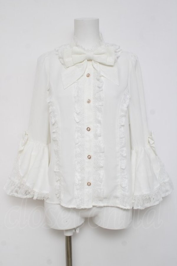 画像1: axes femme kawaii / 姫袖7分丈ブラウス M 白 Y-26-03-16-089-AX-BL-SZ-ZY (1)