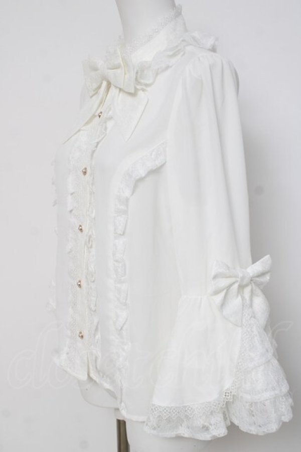 画像2: axes femme kawaii / 姫袖7分丈ブラウス M 白 Y-26-03-16-089-AX-BL-SZ-ZY (2)