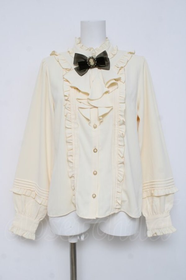 画像1: Amavel / Vintage Doll フリルブラウス F カーキ/生成り Y-26-03-16-091-CA-BL-SZ-ZY (1)