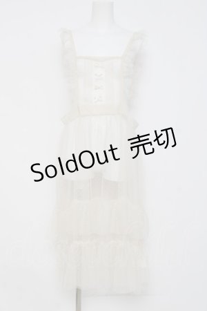 画像: m petit by misako / TT*AOKドットリボンエプロン  生成り Y-26-03-16-094-LO-OP-SZ-ZY