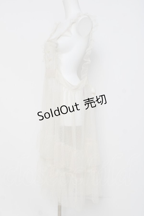 画像2: m petit by misako / TT*AOKドットリボンエプロン  生成り Y-26-03-16-094-LO-OP-SZ-ZY (2)