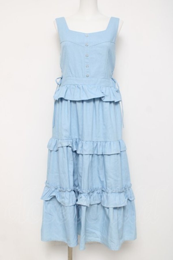 画像1: axes femme / フリルデザインジャンスカ  サックス Y-26-03-16-095-AX-OP-SZ-ZY (1)