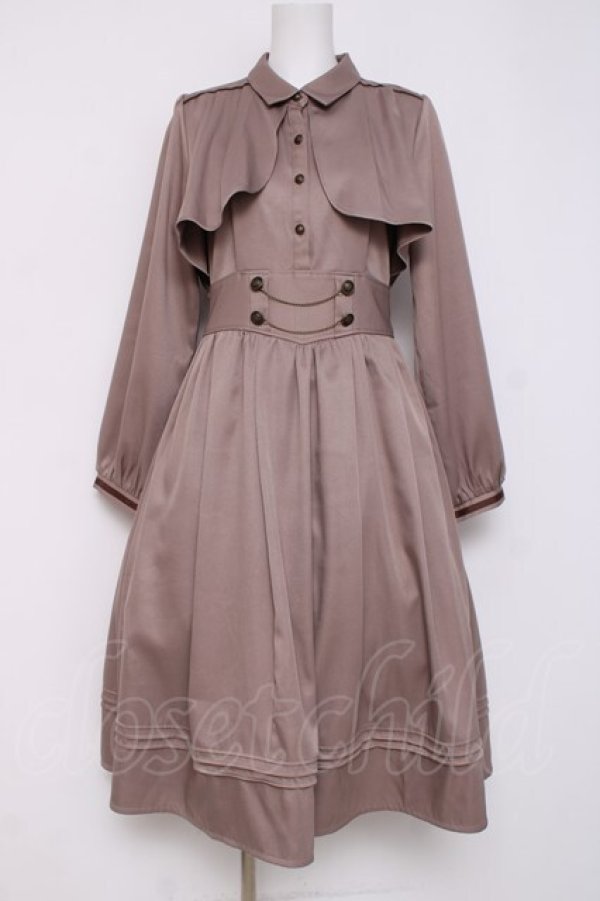 画像1: axes femme / ハイウエストフラシワンピース F モカ Y-26-03-16-098-AX-OP-SZ-ZY (1)