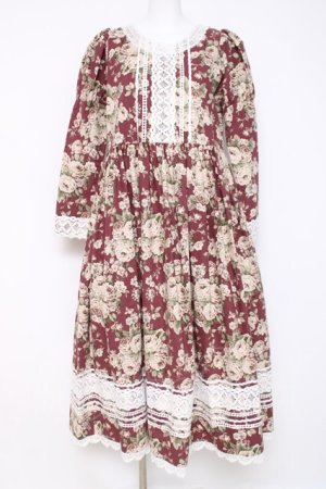 画像: HirokoTokumine / オールドローズワンピースセット  ワイン Y-26-03-16-107-LO-OP-AS-ZY
