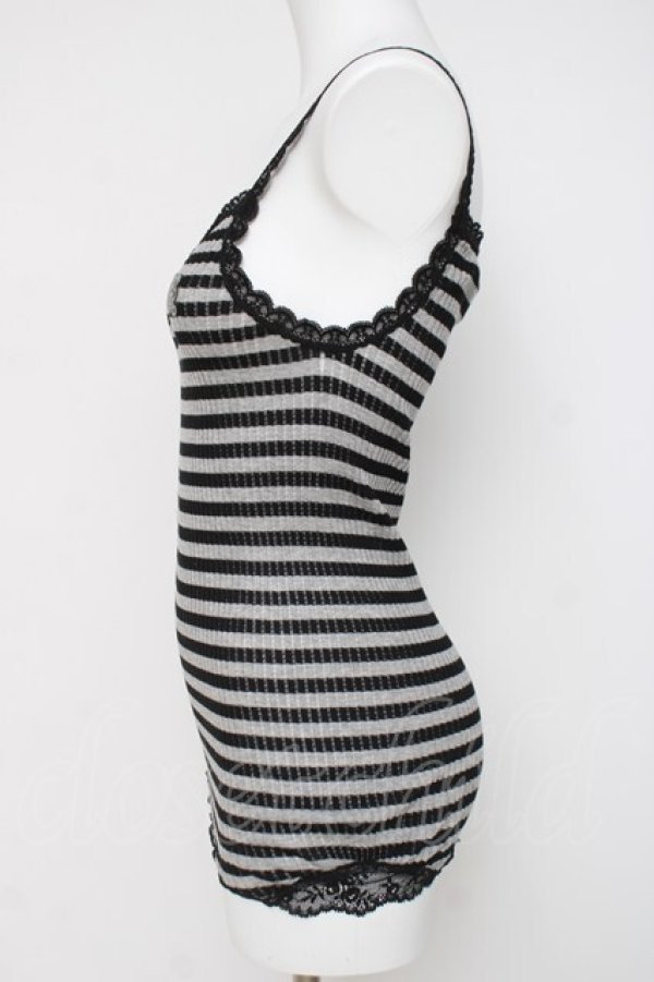 画像3: HYSTERIC GLAMOUR / ファックベアボーダーキャミ  ブラック/グレー Y-26-03-16-111-PU-TO-SZ-ZY (3)