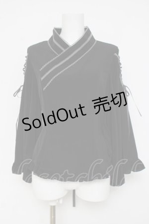 画像: metamorphose / 着物合わせ風ブラウス  黒 Y-26-03-16-115-ME-BL-AS-ZY