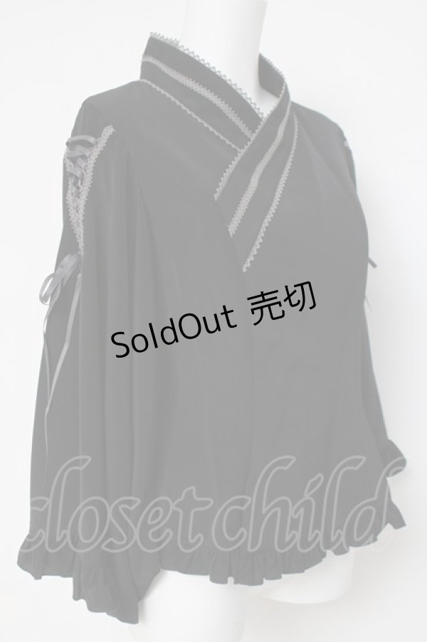 画像2: metamorphose / 着物合わせ風ブラウス  黒 Y-26-03-16-115-ME-BL-AS-ZY (2)