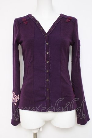 画像: Ozz On / 菊刺繍チャイナボタントップス  紫 Y-26-03-16-118-OO-TO-SZ-ZY