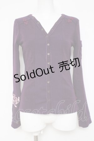 画像: Ozz On / 菊刺繍チャイナボタントップス  紫 Y-26-03-16-118-OO-TO-SZ-ZY
