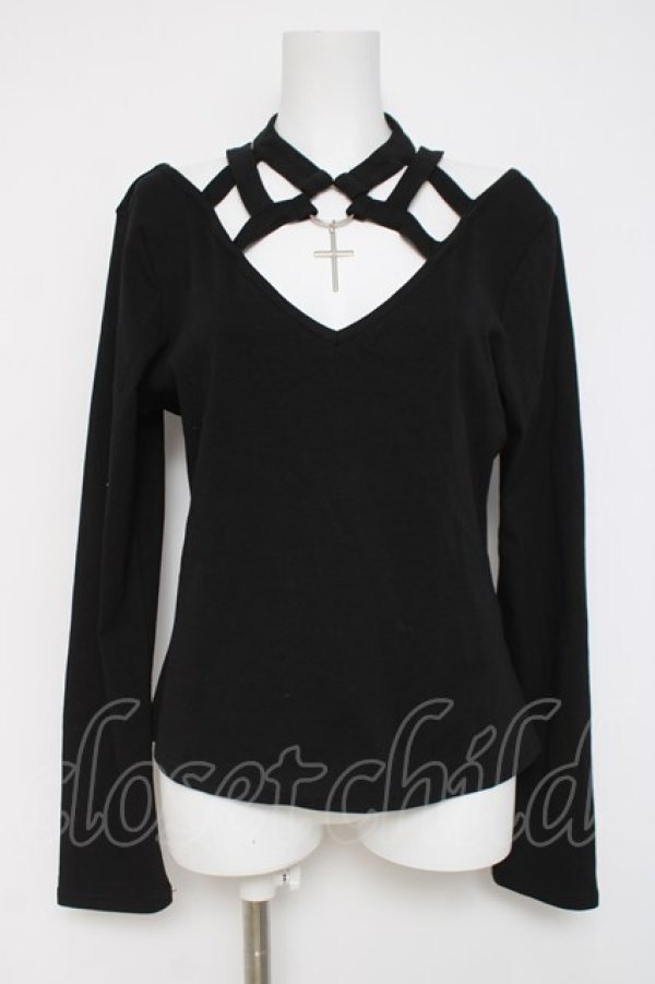 画像1: DARK IN LOVE / チョーカーデザインカットソー  黒 Y-26-03-16-122-PU-TO-SZ-ZY (1)