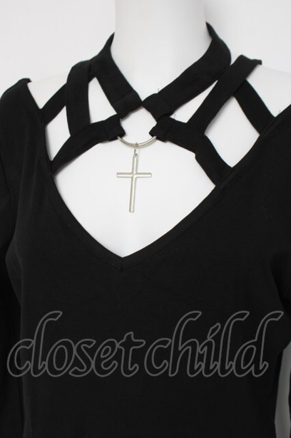 画像2: DARK IN LOVE / チョーカーデザインカットソー  黒 Y-26-03-16-122-PU-TO-SZ-ZY (2)