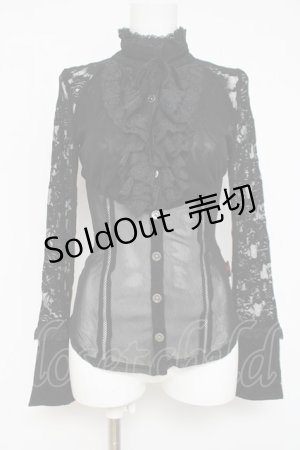 画像: Ozz On / レース×メッシュブラウス  黒 Y-26-03-16-125-OO-BL-SZ-ZY