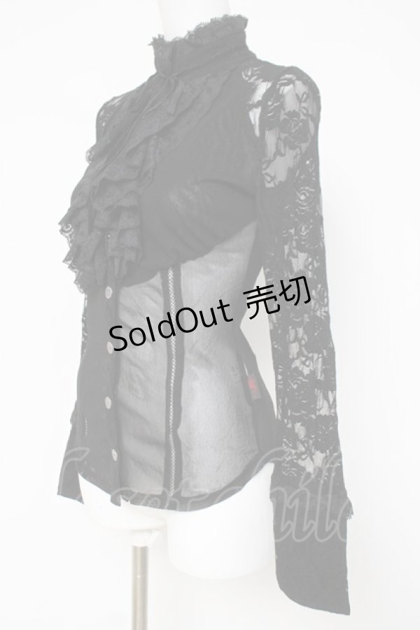 画像2: Ozz On / レース×メッシュブラウス  黒 Y-26-03-16-125-OO-BL-SZ-ZY (2)