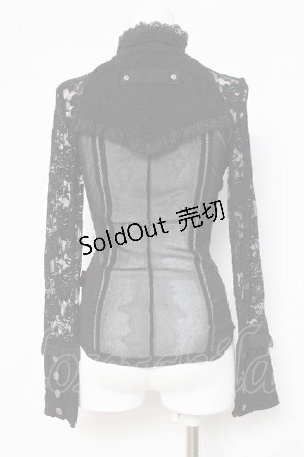 画像3: Ozz On / レース×メッシュブラウス  黒 Y-26-03-16-125-OO-BL-SZ-ZY (3)