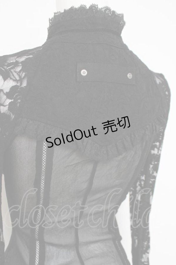 画像4: Ozz On / レース×メッシュブラウス  黒 Y-26-03-16-125-OO-BL-SZ-ZY (4)