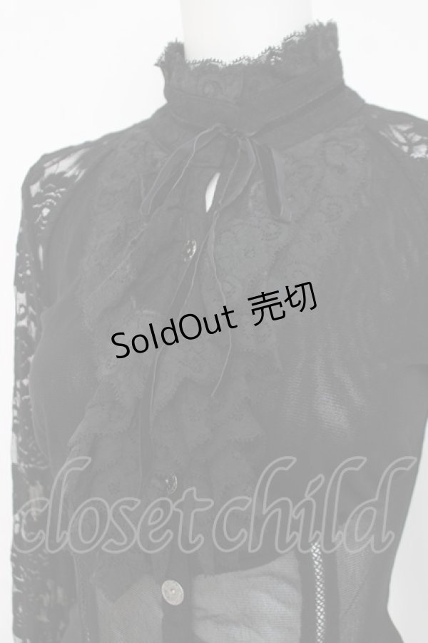 画像5: Ozz On / レース×メッシュブラウス  黒 Y-26-03-16-125-OO-BL-SZ-ZY (5)