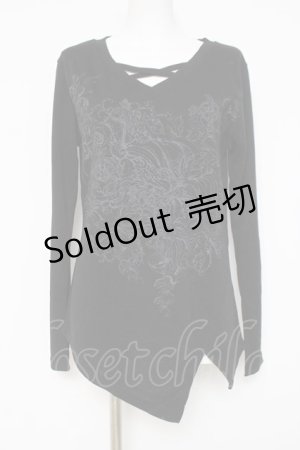 画像: Rozen Kavalier / 胸元クロスプリントプルオーバー  黒 Y-26-03-16-127-OO-TO-SZ-ZY