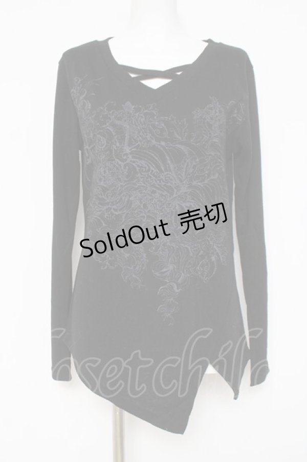 画像1: Rozen Kavalier / 胸元クロスプリントプルオーバー  黒 Y-26-03-16-127-OO-TO-SZ-ZY (1)