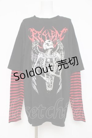 画像: REFLEM / レイヤードボーダーL/S Tee F ブラック/レッド Y-26-03-16-132-PU-TO-SZ-ZY