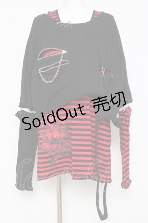 画像: CIVARIZE / パンクレイヤード2PセットTシャツ F ブラック/レッド Y-26-03-16-135-GO-TS-SZ-ZY