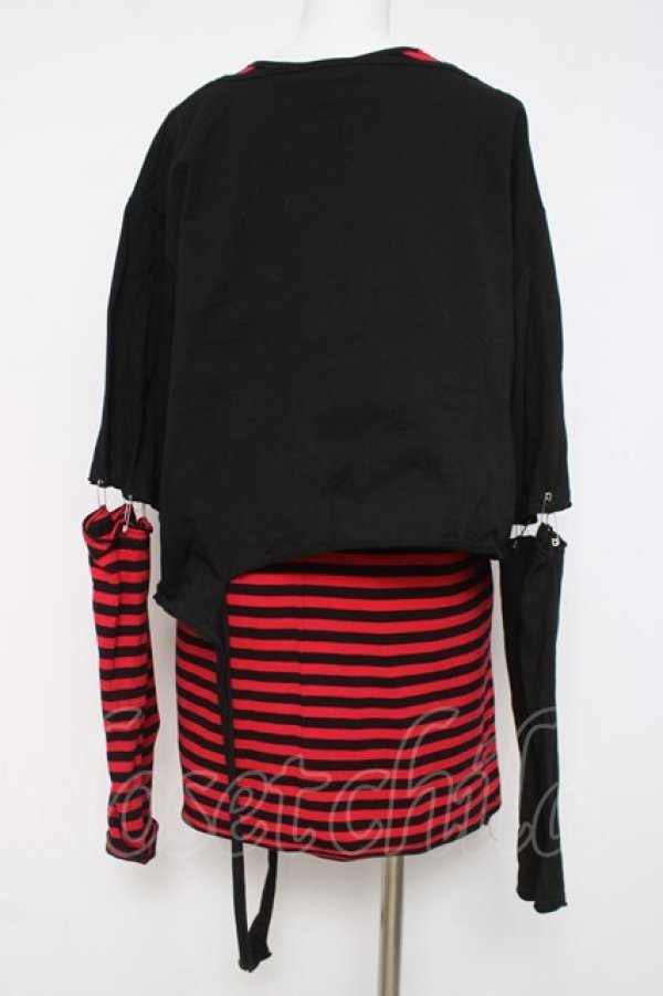 画像4: CIVARIZE / パンクレイヤード2PセットTシャツ F ブラック/レッド Y-26-03-16-135-GO-TS-SZ-ZY (4)