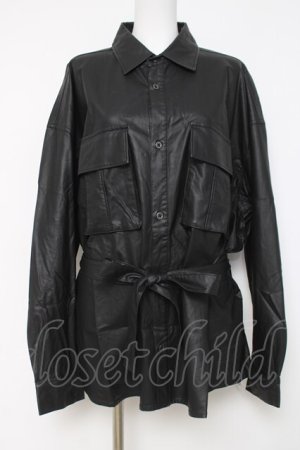 画像: CIVARIZE / PUレザーオーバーサイズミリタリーシャツ F ブラック Y-26-03-16-140-GO-BL-SZ-ZY